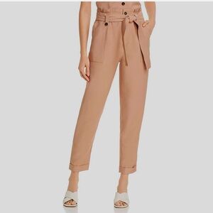 Tan Paperbag Waist Skinny Pants